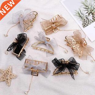 Bow Ribbon Pearl Pendant Tassel Hair Claws Hair Accessories