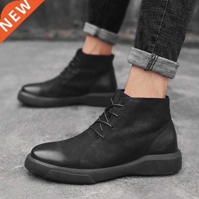 Mens Boots Winter With Fur Leather Casual Shoes Men Warm Sn