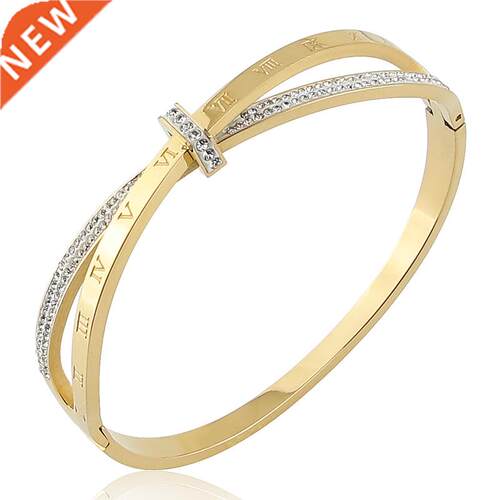 New Stainless Steel Jewelry Crystal Bracelets Cross Roman N