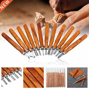 12PcSteel Wood Carving Hand Chisel Tool Set Wood working Pro