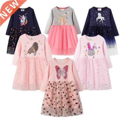 Unicorn Princess Girls Dresses Animals Print Winter Cotton C