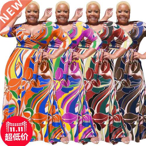 45XL大码印花女士惊艳连衣裙Lage size Afican women's dess