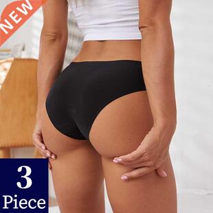 TrowBridge 3PCS/Set Seamless Women's Panties Solid Silk Sati