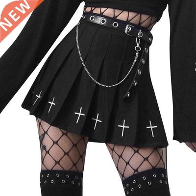 Summer pleated women streetwear wild black skirts gothic A-l