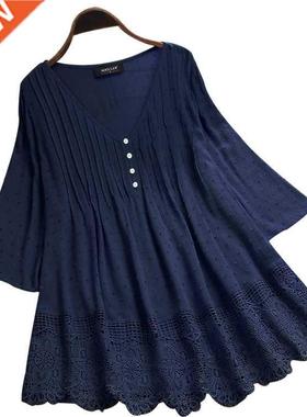 M-5XL Plus Size Blouse irt Women 2021 Faion Summer V Nec