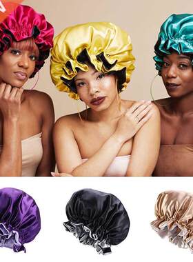 New Fashion Women Satin Night Sleep Cap Hair Bonnet Hat Silk