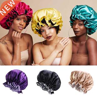 New Fashion Women Satin Night Sleep Cap Hair Bonnet Hat Silk