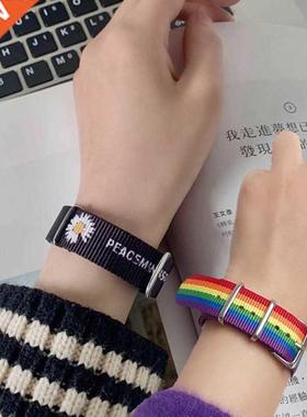 2PCS Dasy Strap Bracelets for Grls Boys Ranbow Wrstband