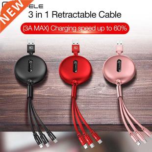 Cafele 3 in 1 Retractable Micro USB Type C Cable for iPhone