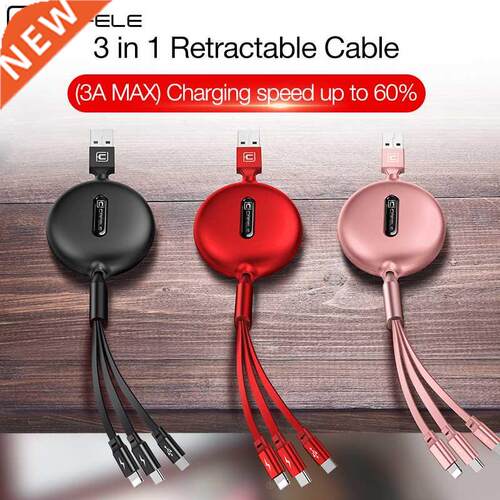 Cafele 3 in 1 Retractable Micro USB Type C Cable for iPhone