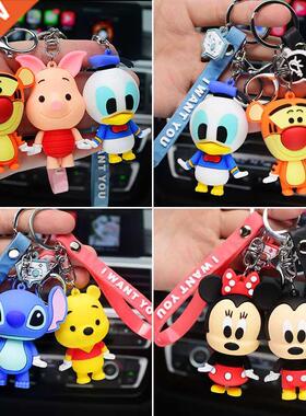 Mickey Minnie Action Toy Figure Keychain Ring Cartoon Animal
