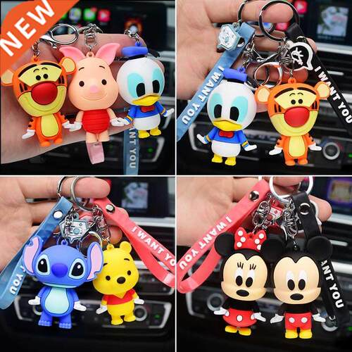 Mickey Minnie Action Toy Figure Keychain Ring Cartoon Animal
