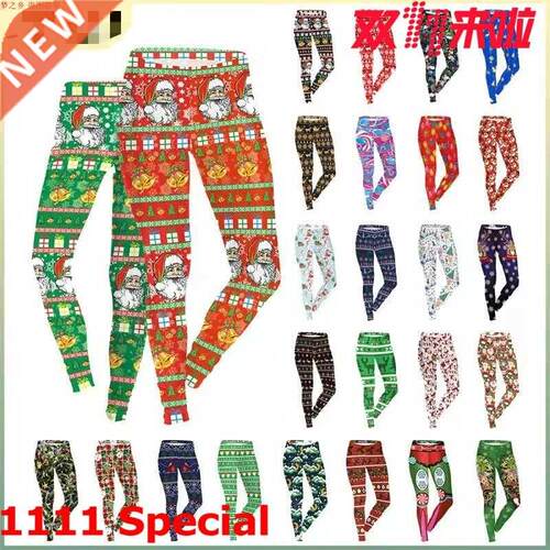 Fall 202 Christmas Stretch Leggings Halloween pants圣诞女裤