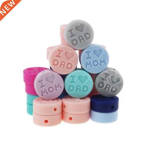 10pc I love mom Silicone Teething Loose Bes Flat Round Sha
