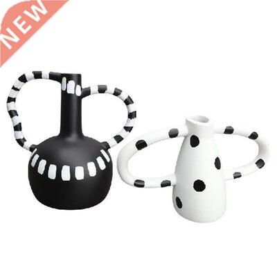 1PCS Reative Resin Vase Black And White Spots Wave Point