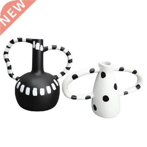 1PCS Reative Resin Vase Black And White Spots Wave Point