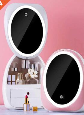 Egg Shape LED Light Desktop Organizer HD Mirror Makeup Organ