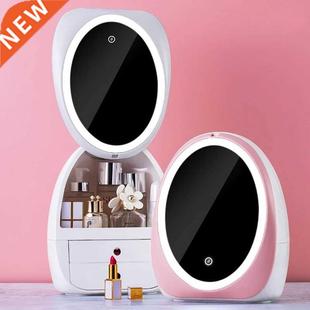Egg Shape LED Light Desktop Organizer HD Mirror Makeup Organ