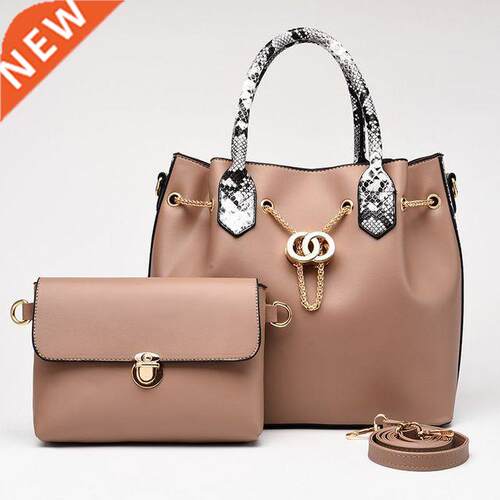 Women Tote 2 pcs Fashion PU Metal chain Leather Ladies Hand