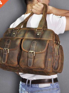 Crazy Horse Leather Fashion Business Briefcase Messenger Bag