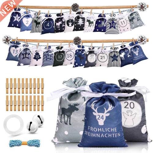 24PCS 10*14CM Christmas Advent CAlendAr SACk Gift BAGS