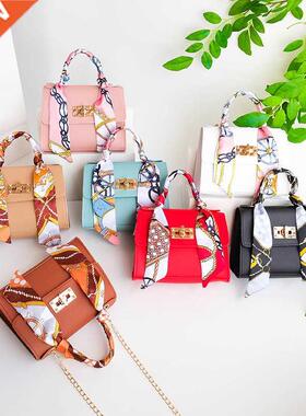 Women Mini Small Square Pack Shoulder Bag Fashion Silk Scarf