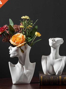 Flowe Pot Creative Home Decor Side Face Figure Vase Decorati