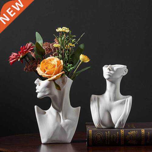 Flowe Pot Creative Home Decor Side Face Figure Vase Decorati