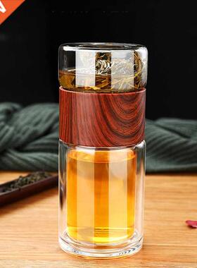 High Quality Double Glass Water Bottle With Case Tea Drink B