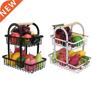 Household 2 Tier Desktop Fruit Basket Stand Vegetable Metal