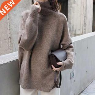 Elegant Turtleneck Cashmere Sweater Women Autumn Winter Warm