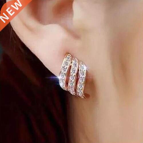 Fashion Gold Color Korean Style Simple Crystal Drop Earrings