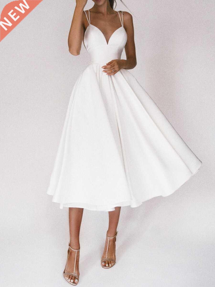 Sweet Dress Women Party Long Dresses Knee Length Maxi Strapl图片