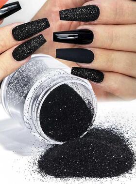 1Box Nail Glitter cukier puder czarna, bia a proszek do zanu