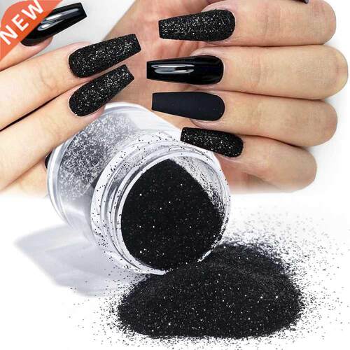 1Box Nail Glitter cukier puder czarna, bia a proszek do zanu