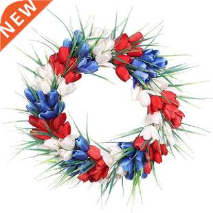 American Patriotic Tulip Wreath, July Of 4Th Independence