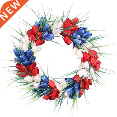 American Patriotic Tulip Wreath, July Of 4Th Independence