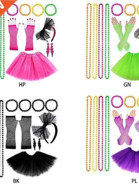 Women 80s Fancy Dress Accessories Retro Party Costume Set A