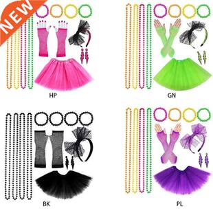 Women 80s Fancy Dress Accessories Retro Party Costume Set A