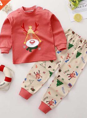 2022 Christmas Pajama Sets Boy Elk Santa Claus Pattern Sleep