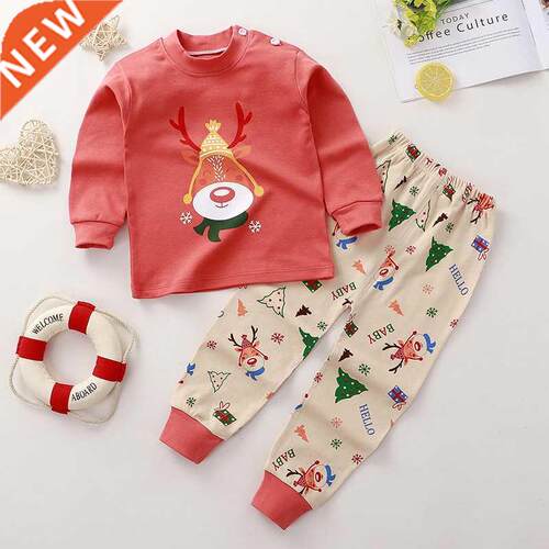 2022 Christmas Pajama Sets Boy Elk Santa Claus Pattern Sleep