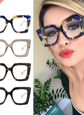 JASPEER Oversized Cat Eye Glasses Women Square Clear Lens Ey