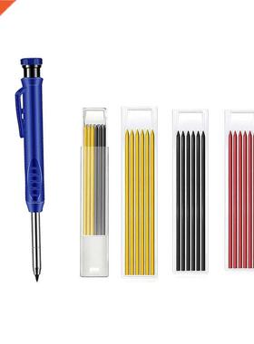 Solid Carpenter Pencil With 6Pcs Refill Leads Woodworking Ma