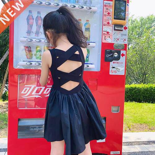 Young Girls Elegant Goth Dresss Black Sleeveless Tutu Dress