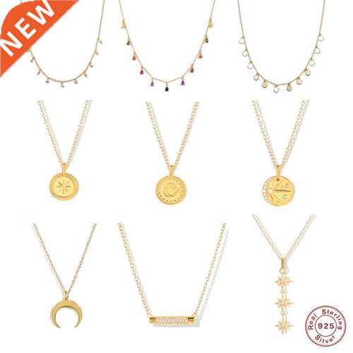 925 Sterling Silver Chain Necklace Korean INS Bling Zircon M