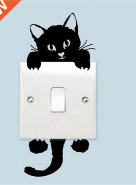 Funny Cute Cat Dog Switch Stickers Wall Cartoon Luminous Swi