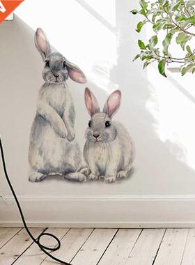Two Cute Rabbits Wall Sticker Children's Kids Room Home Deco