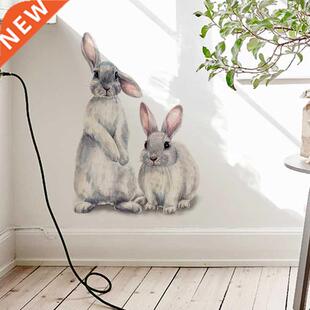 Two Cute Rabbits Wall Sticker Children's Kids Room Home Deco