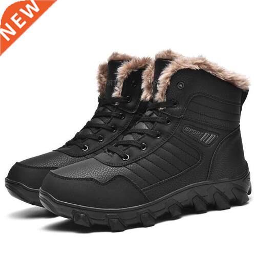 2022 Leather Hiking Boots Mens Winter Outdoor Warm Fur Non S