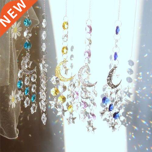 Hanging Ornament Star Moon Crystal Wind Chimes Crafts Sun
